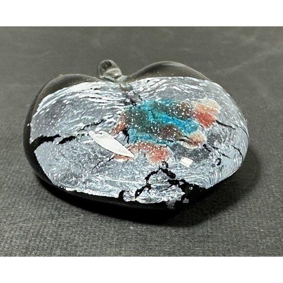 Art Glass Heart Pendant On Cord Dichroic Handcrafted Fused Lampwork 1.5” - Picture 4 of 16